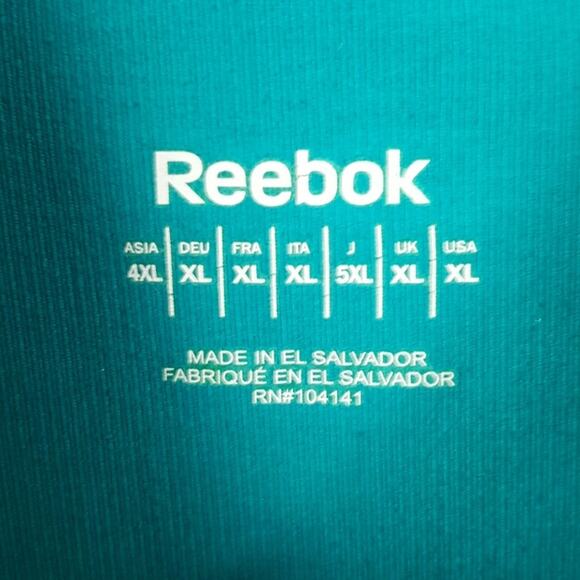 Reebok mock turtleneck long sleeve compression top teal with abstract sleeve XL - Picture 2 of 9